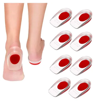 Produktbild von 4 Paar Silikon-Fersenschalen, Gel-Pads und Fersenschutz-Pads in Rot