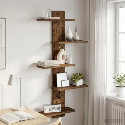 Obrázok produktu pre Maison Exclusive – Nástenná polica z recyklovaného dreva, 48,5 x 15 x 101 cm, drevotrieska