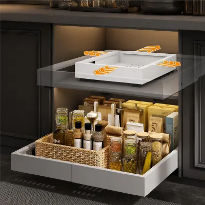 Immagine prodotto di Omgoods - Organizer estraibile per armadi, bianco, installazione senza foratura