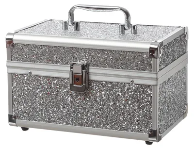 Produktbild von MARELIDA® Schmuckkoffer in Silber mit Glitzeroptik - Premium Schmuckkästchen für Schmuck
