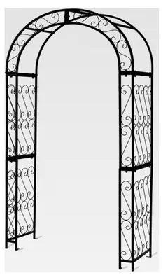 Produktbild von Gartenbogen 124 cm x 47 cm x 212 cm, robuster schwarzer Metallbogen für Kletterpflanzen, europäischer Torbogen für Hochzeitszeremonien