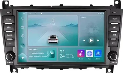 Zdjęcie produktu dla Radio samochodowe z Bluetooth i CarPlay do Mercedes-Benz klasy C W203/W209 – kompatybilne z Apple i Android – system stereo z nawigacją – 1 GB pamięci RAM, 32 GB pamięci