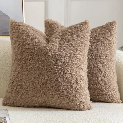 Produktbild von 2er Set Kissenbezüge Teddywolle Kunstfell 50x50 cm Khaki