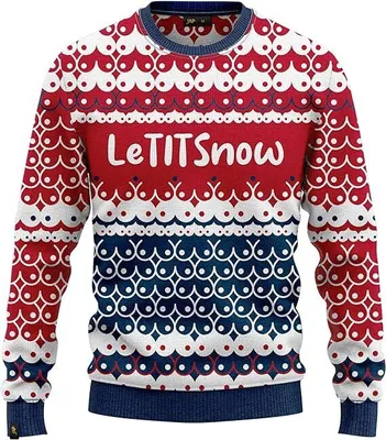 Produktbild von JAP Christmas LetTITSnow - Lustiger Hässlicher Weihnachtspullover Für Damen und Herren Ugly Christmas Sweater - Rot - M