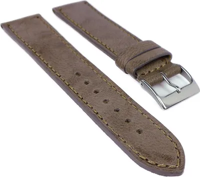 Produktbild von Herzog Piemont > Uhrenarmband 18mm > braun weiches Leder > flach Naht, Schließe:Silbern