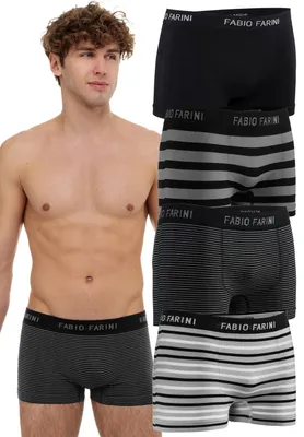 Produktbild von Fabio Farini - 4 Stück Herren Unterhosen - Männer Retroshorts aus weicher Microfaser im sportlichen Look mit Logoschriftzug