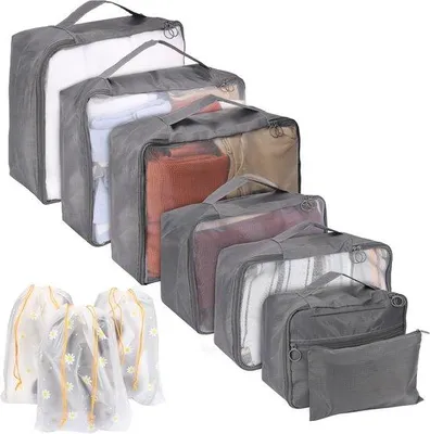 Produktbild von Famanu Reiseset 10-teilig - Organizer Taschen in Grau für Koffer und Handgepäck