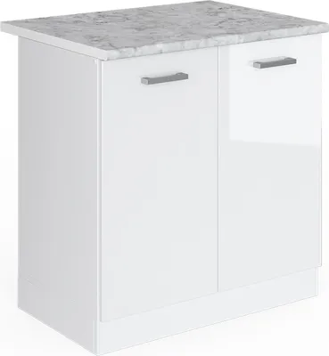 Zdjęcie produktu dla Vicco Szafka zlewu R-Line, 80 cm , BP Marmur, Biały wysoki połysk/Biały