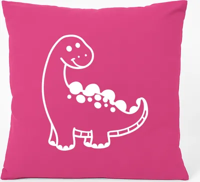 Produktbild von Huuraa Kissen Apatosaurus Dinosaurier 40x40cm mit Füllung Fuchsia Baumwolle Dekokissen Geschenkidee