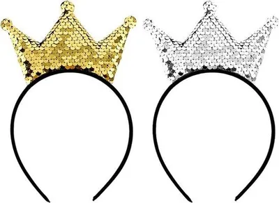 Imagen del producto de Accesorios para el cabello con motivos de princesas, 2 unidades, corona de lentejuelas doradas