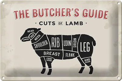 Produktbild von Blechschild Lamm 30x20cm Lamb cuts Metzgerei Fleisch