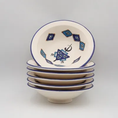 Image de Lot de 6 assiettes Tebsi Sahel bleu - D 23 cm