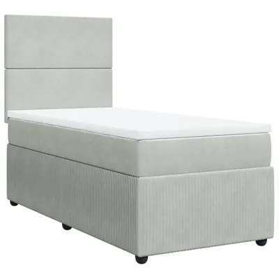 Produktbild von Boxspringbett mit Matratze Hellgrau 90x190 cm Samt