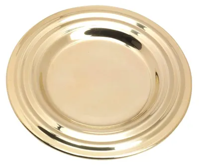 Obrázok produktu pre Omgoods – Držiak na sviečky s vrúbkovaným okrajom, priemer 13 cm, mosadz, zlatá farba