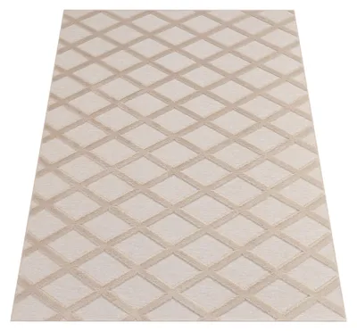 Produktbild von Teppich Wohnzimmer Schlafzimmer Kurzflor Boho Skandi Raute 3D Grau Anthrazit Grösse 80x150 cm