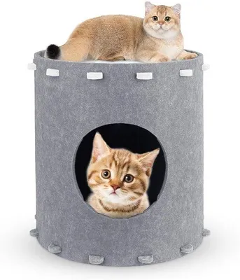 Image de Lit pour chat en feutre - Résistant à l'hiver - Protection pour griffes de chat - Gris - 41 x 41 x 42 cm