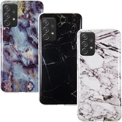 Produktbild von CLM-Tech Hülle 3x kompatibel mit Samsung Galaxy A72 - TPU Silikon-Hülle Case Schutzhülle Handyhülle 3er Set - Marmor schwarz weiß mehrfarbig