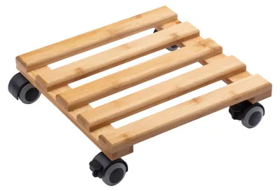 Produktbild von Metafranc Pflanzenroller 300 x 300 mm 60 kg Tragkraft Bambus-Platte Natürlicher Holz-Look