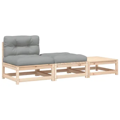 Produktbild von vidaXL Gartensofa ohne Armlehnen mit Kissen und Hockern