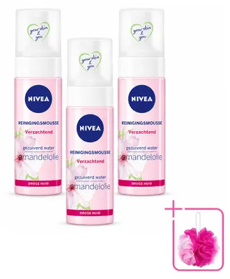 Productafbeelding van 3 x NIVEA Essentials Kalmerende Reinigingsmousse - voor droge en gevoelige huid - 150 ml - Voordelige verpakking - 3 stuks