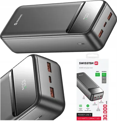 Zdjęcie produktu dla SWISSTEN Powerbanka 30000 mAh PowerLine II czarna