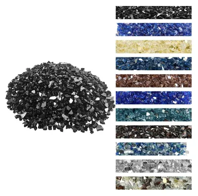 Produktbild von VEVOR Feuer Glas, 10 LBS / 4,5 KG Hochtemperaturbeständige Kaminsteine, 1/2-Zoll / 12,7 mm Reflektierendes & Rauchfreies Feuerstelle Glasgestein, Hochglänzende Steinlandschaft für Feuerstelle Tisch, Klar, 1/2 Zoll-10 lbs-h, Schwarz-a