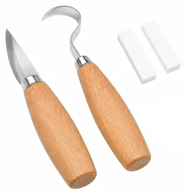 Image de Jeu de 4 outils de sculpture sur bois - Outils professionnels avec pierres à aiguiser