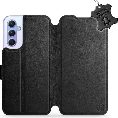 Produktbild von Echtleder Handyhülle für Galaxy A34 5G, Mobiwear Leather, Schwarz