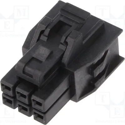 Immagine prodotto di 10 connettori Nano-RCPT, alloggiamento DLR, 6 contatti, TPA, colore nero, codice prodotto 105308-1206. Altri connettori Molex
