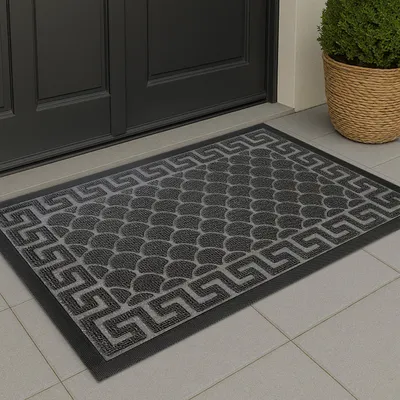 Produktbild von Fußmatte Tivoli 60x90 cm Grau – für Innen & Außen, rutschfest, modernes 3D-Design, leicht zu reinigen, Schmutzfangmatte für die Haustür