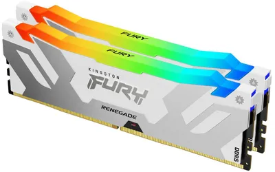 Zdjęcie produktu dla Kingston Technology FURY 32GB 6400MT/s DDR5 CL32 DIMM (zestaw 2 modułów) Renegade RGB White XMP, 32 GB, 2 x 16 GB, DDR5, 288-pin DIMM