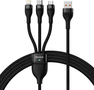 Zdjęcie produktu dla Baseus SUP0003351 Kabel USB 1,2 m USB 3.2 Gen 1 (3.1 Gen 1) USB A USB C/Micro USB-A/Lightning Czarny
