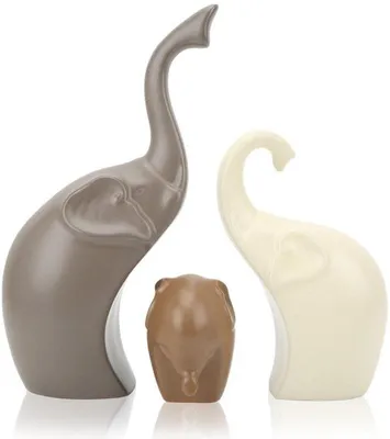 Zdjęcie produktu dla Ceramiczne figurki słoni, zestaw 3 sztuk, nowoczesna dekoracja, symbol szczęścia w domu