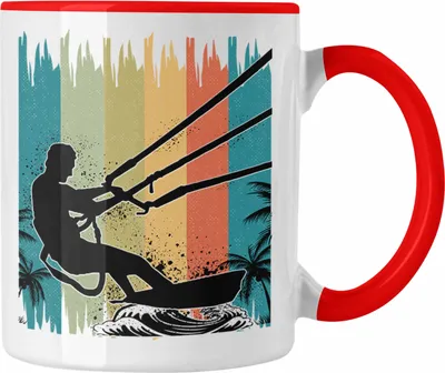 Produktbild von Trendation - Kitesurfing Tasse Geschenk für Kitesurfer Geschenkidee (Rot)