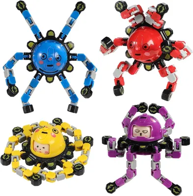 Imagen del producto de Giroscopios antiestrés transformables para niños: set de 4 unidades. Ideales para adolescentes y adultos, y perfectos para actividades durante los viajes