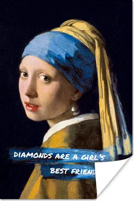 Produktbild von MuchoWow® Poster Vermeer - Das Mädchen mit dem Perlenohrring - Zitat 40x60 cm - Plakate für die Wand - Poster Babyzimmer