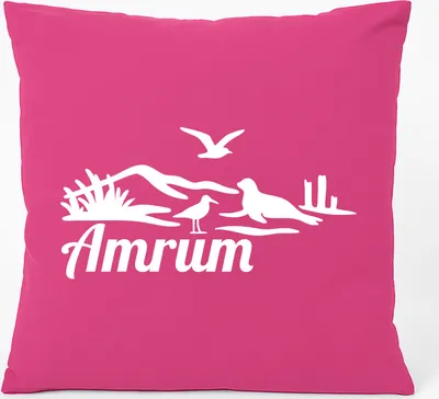 Produktbild von Huuraa Kissen Amrum Strandmotiv 40x40cm mit Füllung Fuchsia Baumwolle Dekokissen Geschenkidee