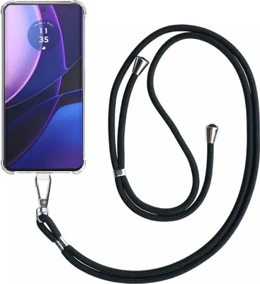 Produktbild von Handytasche passend für Motorola Edge 40 Transparent ShockProof mit abnehmbarem Universal Lanyard - Schutzhülle Silikon ShockProof mit Lanyard - Smartphonics