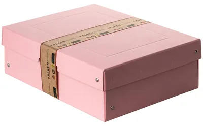 Image de Boîte de rangement rose, format A4, 32 x 24 x 10 cm, avec couvercle, en carton rivetée