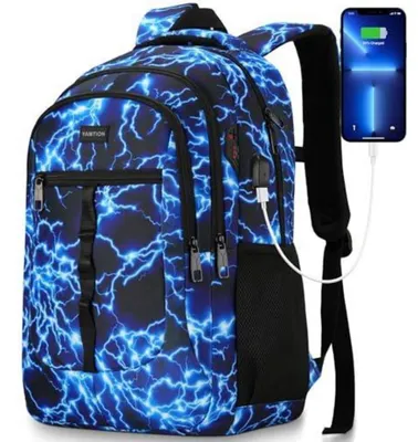 Produktbild von Uni Rucksack für Damen und Herren, Schulrucksack mit USB-Anschluss, bis 17,3 Zoll Laptopfach, wasserdicht, 35L