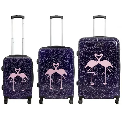 Produktbild von Monopol Kofferset Flamingo 3-teilig bunt 37666 Koffer mit 4 Rollen