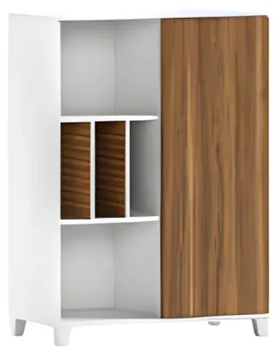 Immagine prodotto di Armadio moderno in legno e bianco con eleganti scomparti e ante a giorno