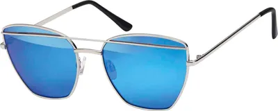 Produktbild von Damen Sonnenbrille Schmetterlingsform Designer 80er Urlaub 30491 Blau-Verspiegelt