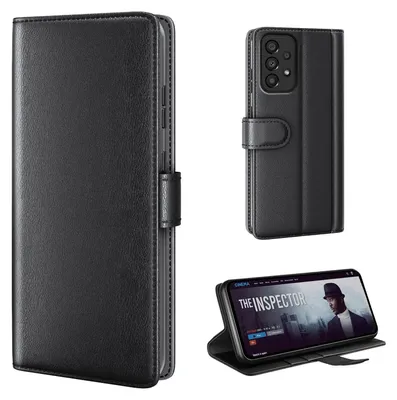 Produktbild von Echtleder Handyhülle für Samsung Galaxy A52 / A52 5G / A52s 5G Lederhülle Cover Case Tasche Klapphülle Fliphülle Leder Hülle Farbe: Schwarz