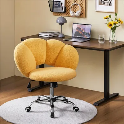Produktbild von Yaheetech Bürostuhl höhenverstellbarer Schreibtischstuhl ergonomischer Bürosessel, Wolkenform, bis 136 kg belastbar, Gelb