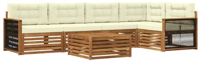 Produktbild von vidaXL Outdoor-Sofagarnitur mit Kissen 6 pcs Natur und Creme