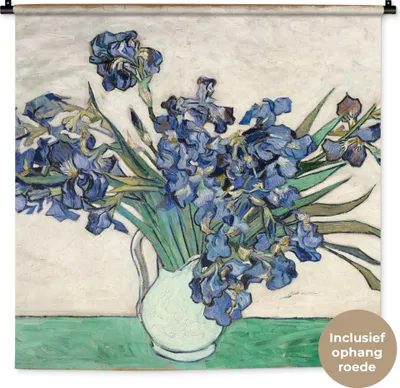 Produktbild von MuchoWow® Wandteppich Wandbehang Stilleben mit Schwertlilien - Vincent van Gogh 90x90 cm Tapisserie Dekoration Wandtuch - Wandaufhänger