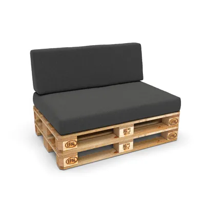 Produktbild von POKAR Palettenkissen Palettenauflagen mit abnehmbarem Bezug Palettensofa, Größe:Set Sitzkissen 120x80 + Rückenkissen 120x40, Farbe:Anthrazit