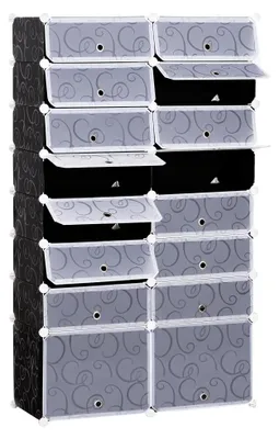 Produktbild von HOMCOM Schuhschrank DIY Regalsystem Steckregal mit Türen Kunststoff 32 x Schuhe