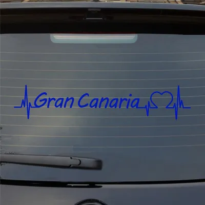 Produktbild von Heckscheibenaufkleber Gran Canaria Puls Herzschlag Auto- mit Insel Motiv 55x11 cm Dunkelblau Auto Aufkleber Sticker